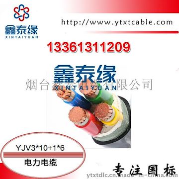 山东电线电缆厂家电力电缆价格YJV3*10+1*6